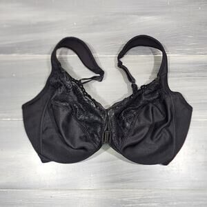 Glamorise Bra 34F  Full Figure Plus Size Wonderwire Front Close‎ 1245 Black